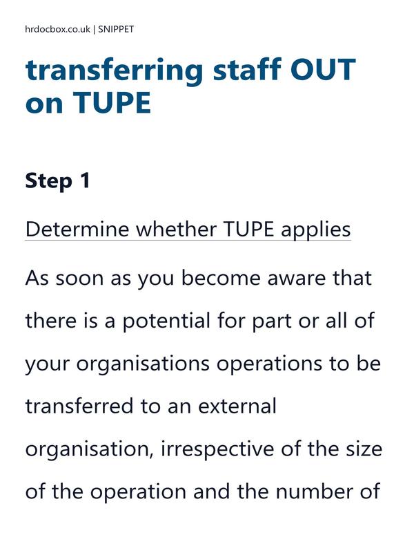 Preview snippet of Managers guide to transferring staff OUT on TUPE content