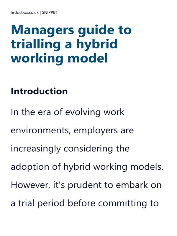 Preview snippet of guide to trialling a hybrid working model content