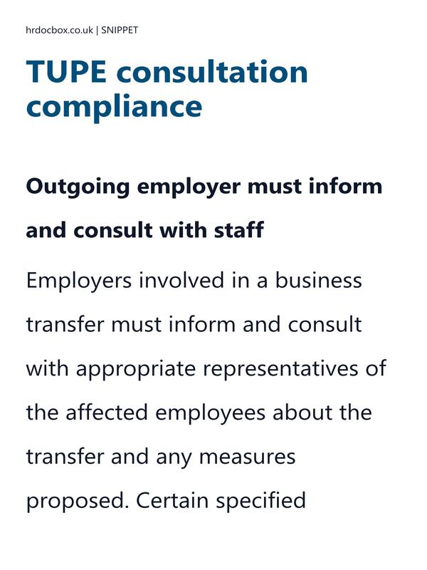 Preview snippet of Managers guide to TUPE consultation compliance content
