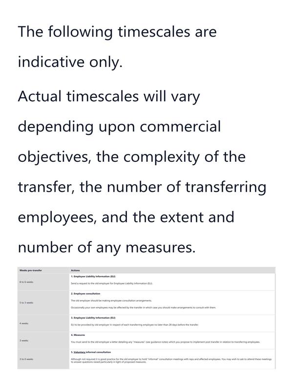 Preview snippet of Managers guide to TUPE obligations and timeline for the incoming employer content