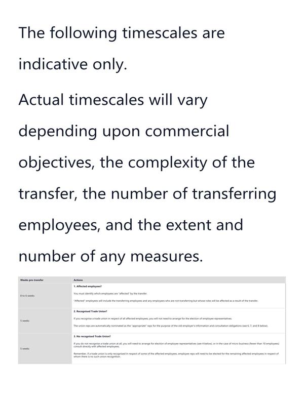 Preview snippet of guide to tupe obligations and timeline for the outgoing employer content