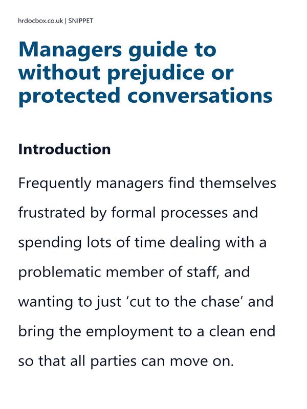 Preview snippet of guide to without prejudice or protected conversations content