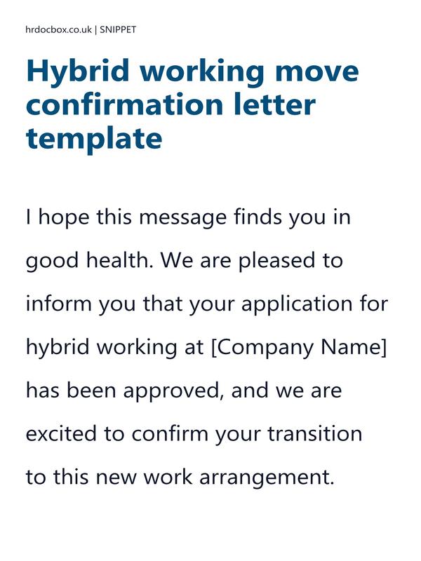 Preview snippet of hybrid working move confirmation letter template content