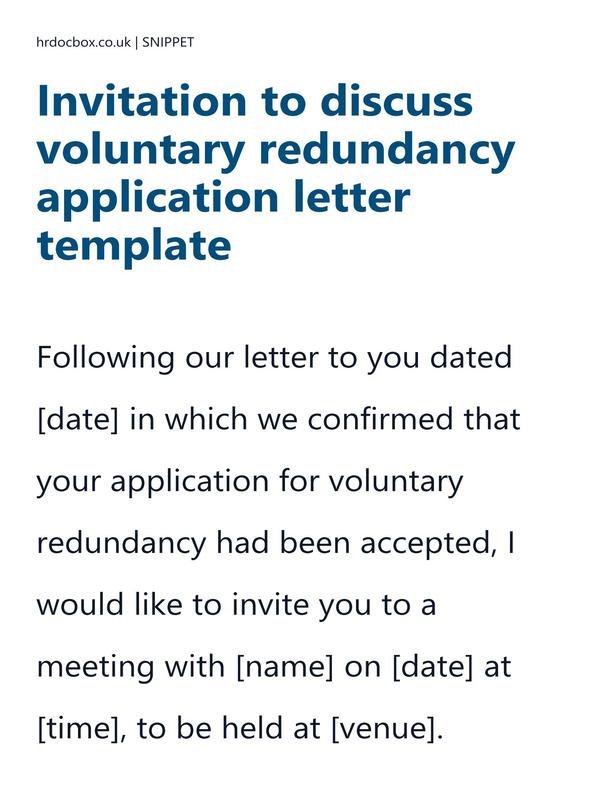 Preview snippet of invitation to discuss voluntary redundancy application letter template content