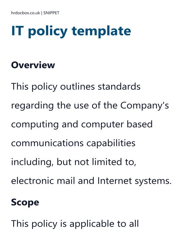 Preview snippet of IT acceptable use and workplace technology policy template content