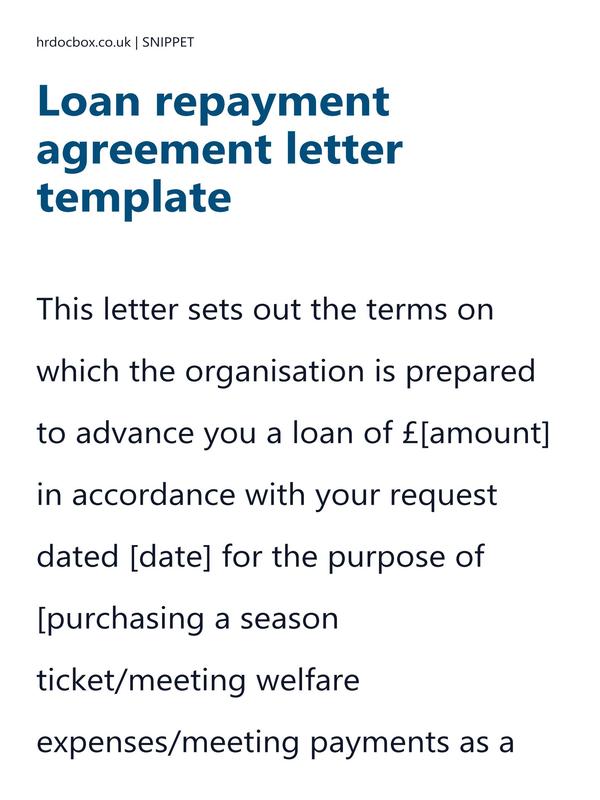 Preview snippet of Loan repayment agreement letter template content