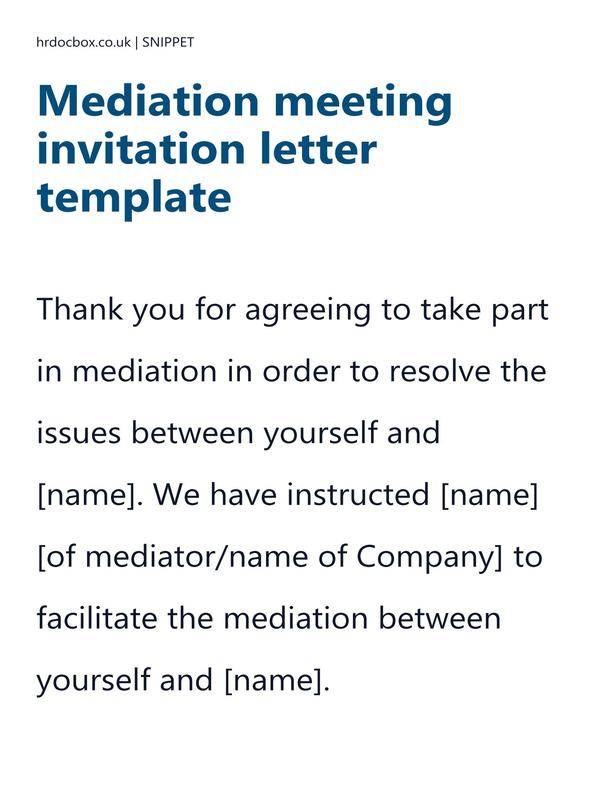 Preview snippet of mediation meeting invitation letter template content