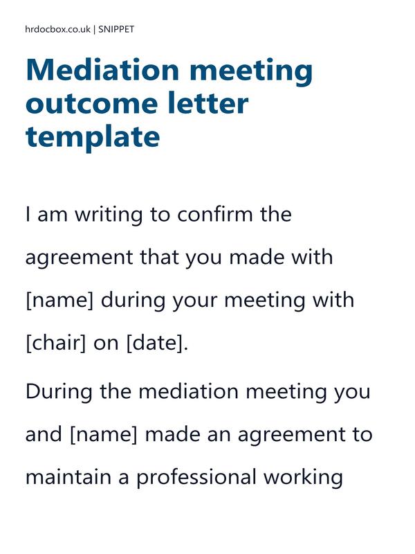 Preview snippet of mediation meeting outcome letter template content