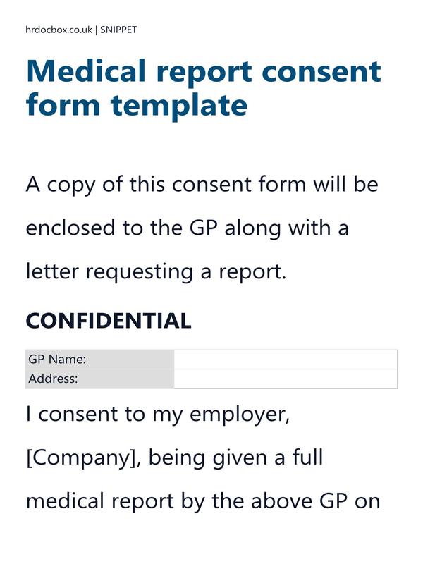 Preview snippet of medical report consent form template content
