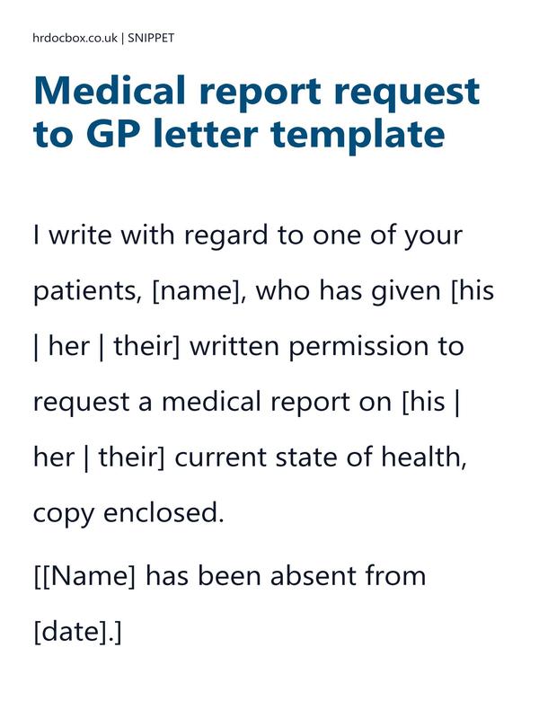 Preview snippet of medical report request to gp letter template content