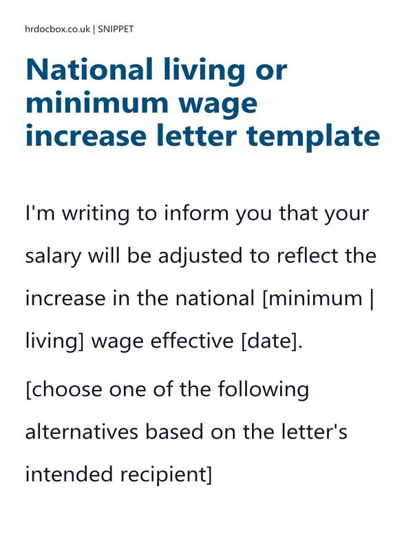 Preview snippet of national living or minimum wage increase letter template content