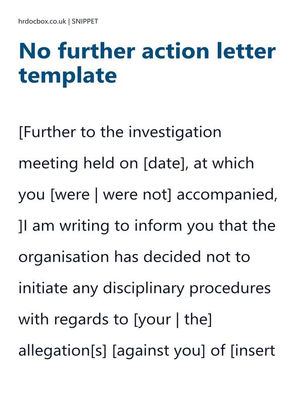 Preview snippet of no further action letter template content