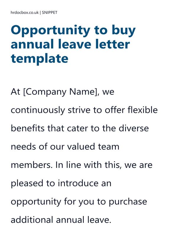 Preview snippet of Opportunity to buy annual leave letter template content