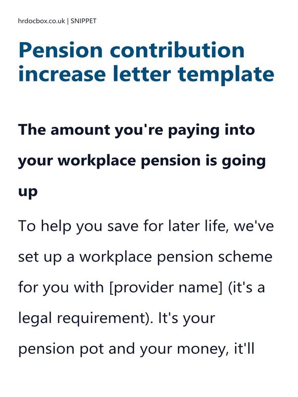 Preview snippet of Pension contribution increase letter template content