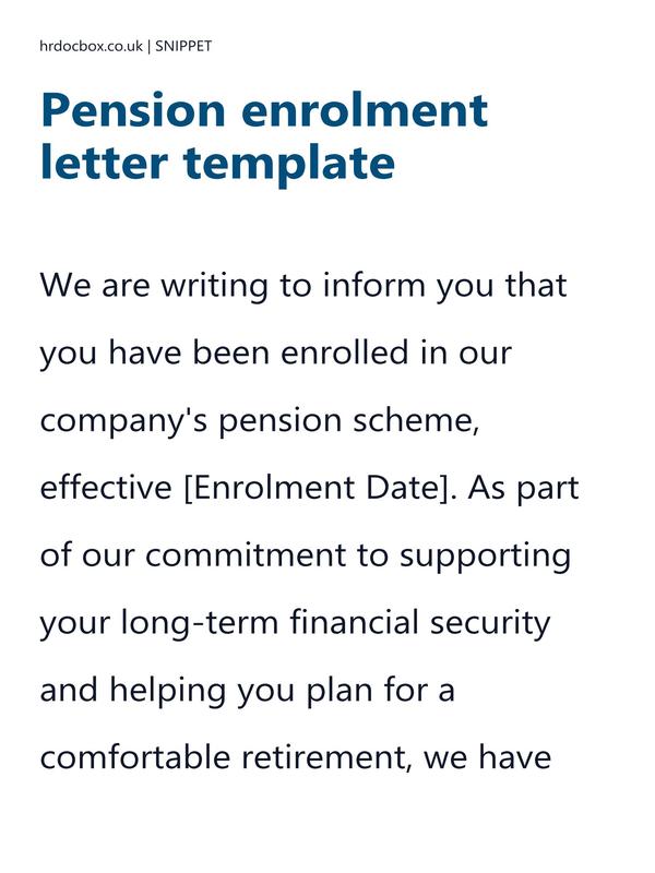 Preview snippet of pension enrolment letter template content
