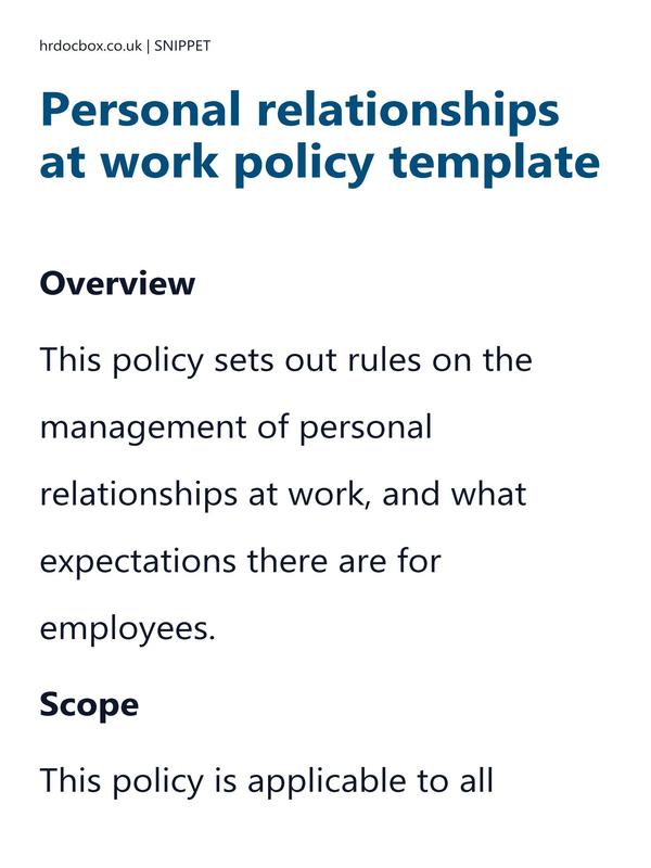Preview snippet of personal relationships at work policy template content