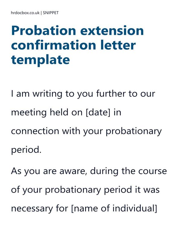 Preview snippet of probation extension confirmation letter template content