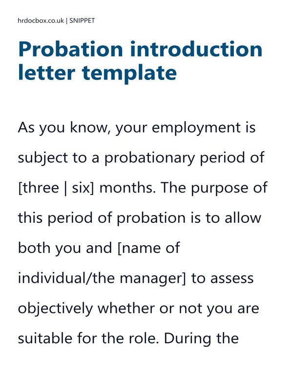 Preview snippet of probation introduction letter template content