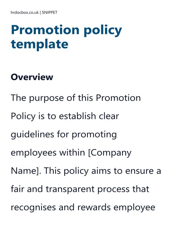 Preview snippet of promotion policy template content
