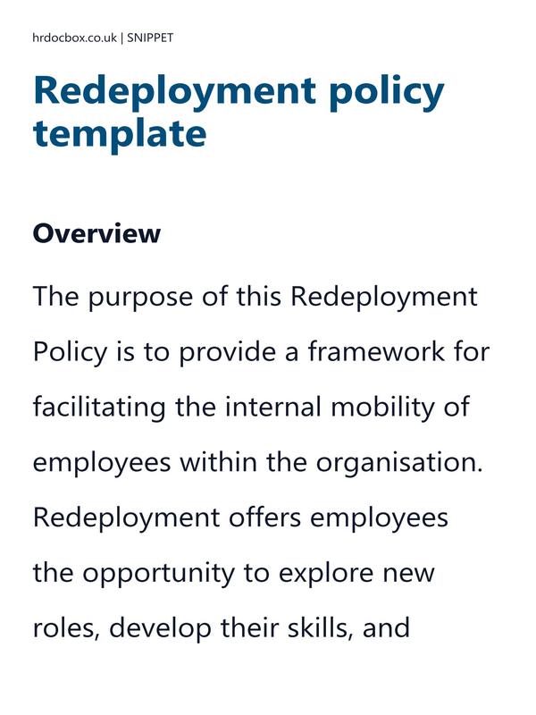Preview snippet of Redeployment policy template content