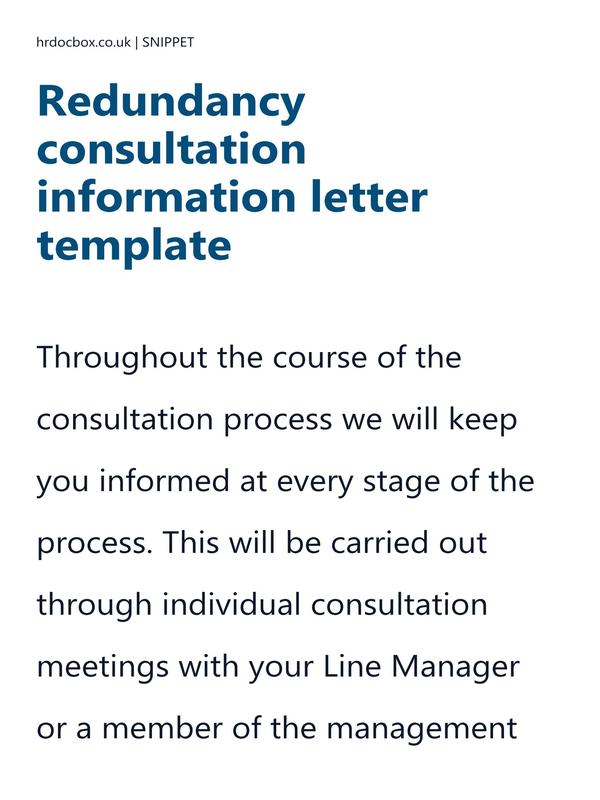 Preview snippet of redundancy consultation information letter template content