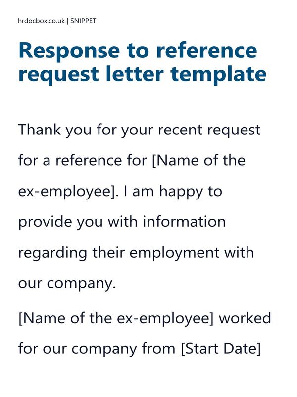 Preview snippet of Response to reference request letter template content