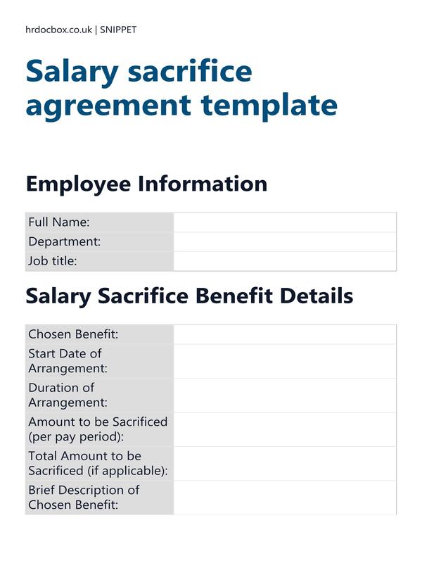 Preview snippet of salary sacrifice agreement template content