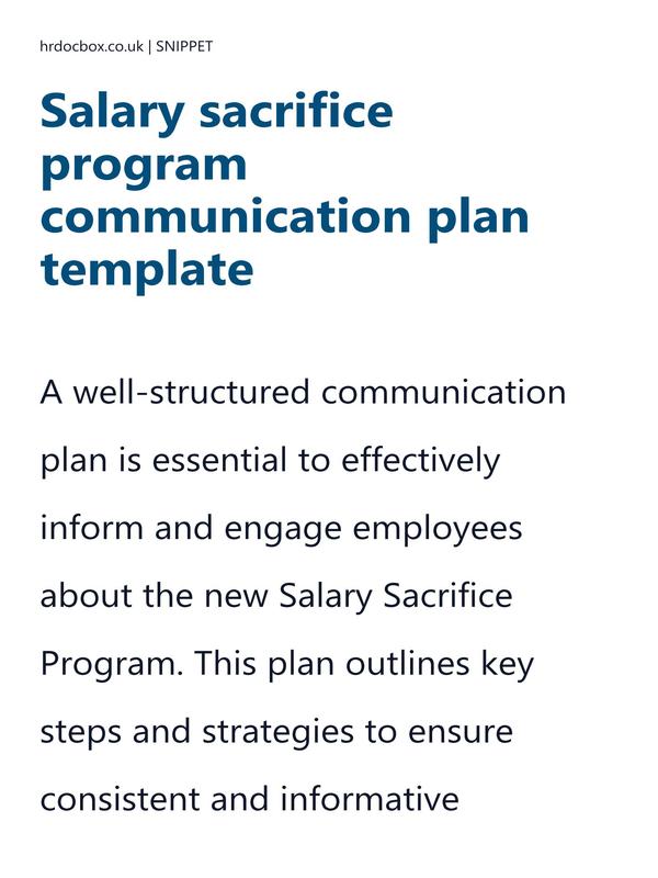 Preview snippet of salary sacrifice program communication plan template content
