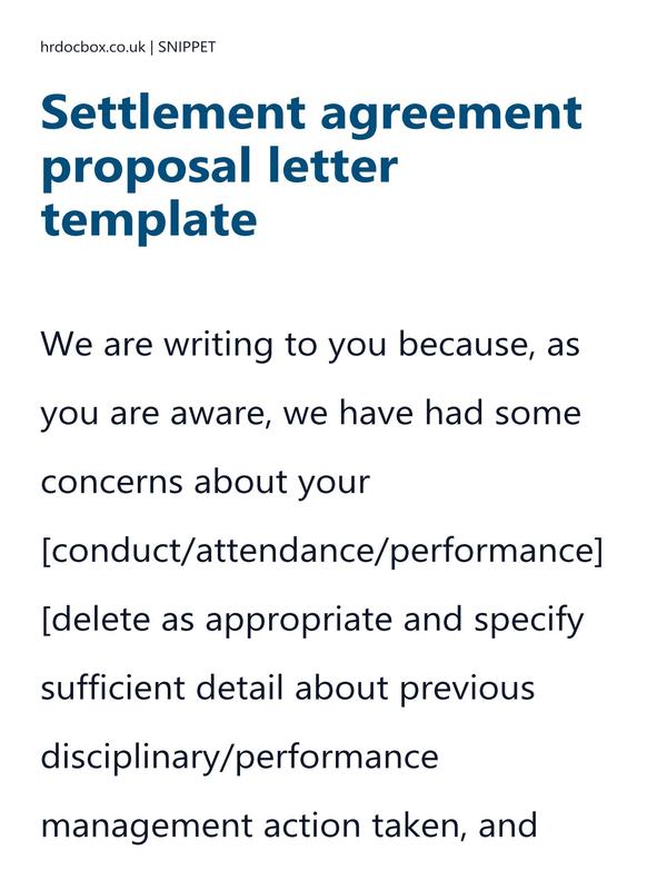 Settlement agreement proposal letter template preview