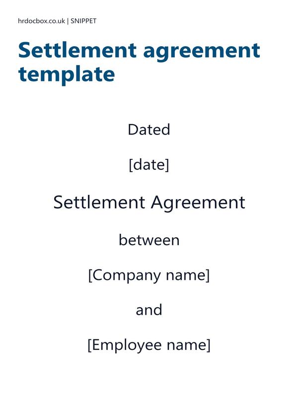 Preview snippet of settlement agreement template content