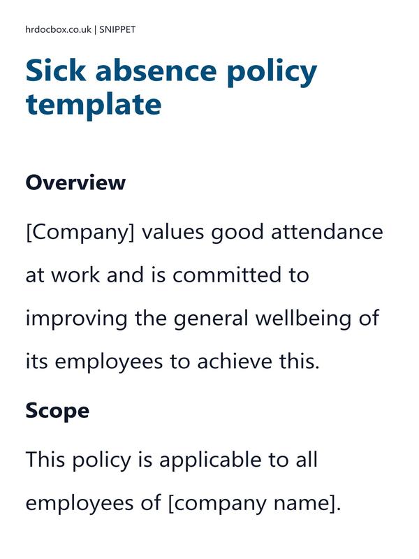 Preview snippet of sick absence policy template content