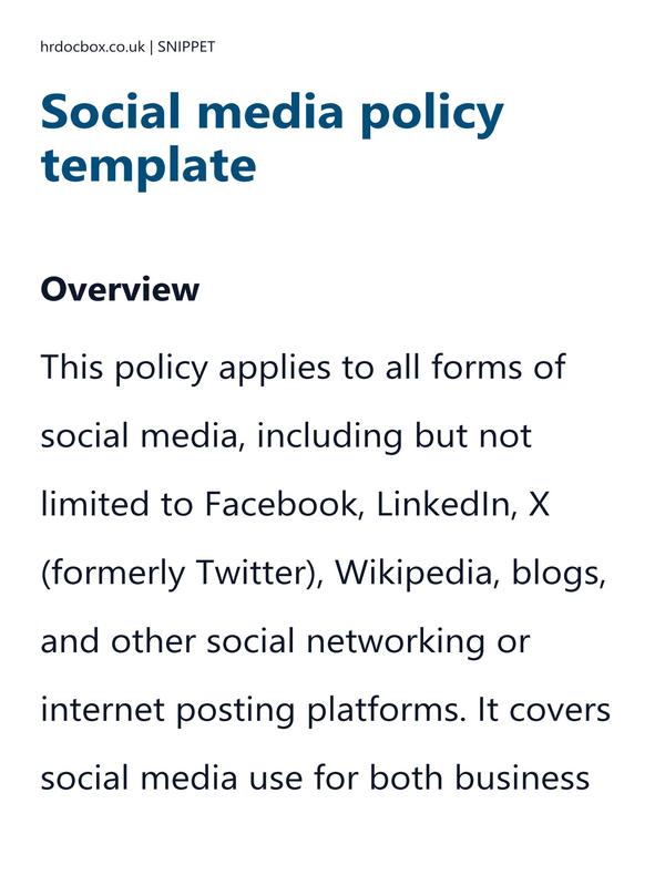 Preview snippet of social media policy template content
