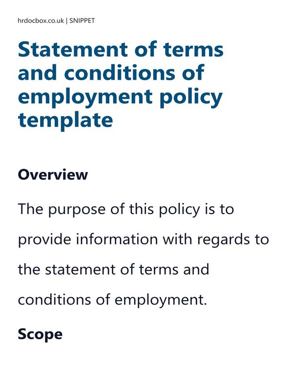 Preview snippet of Statement of terms and conditions of employment policy template content