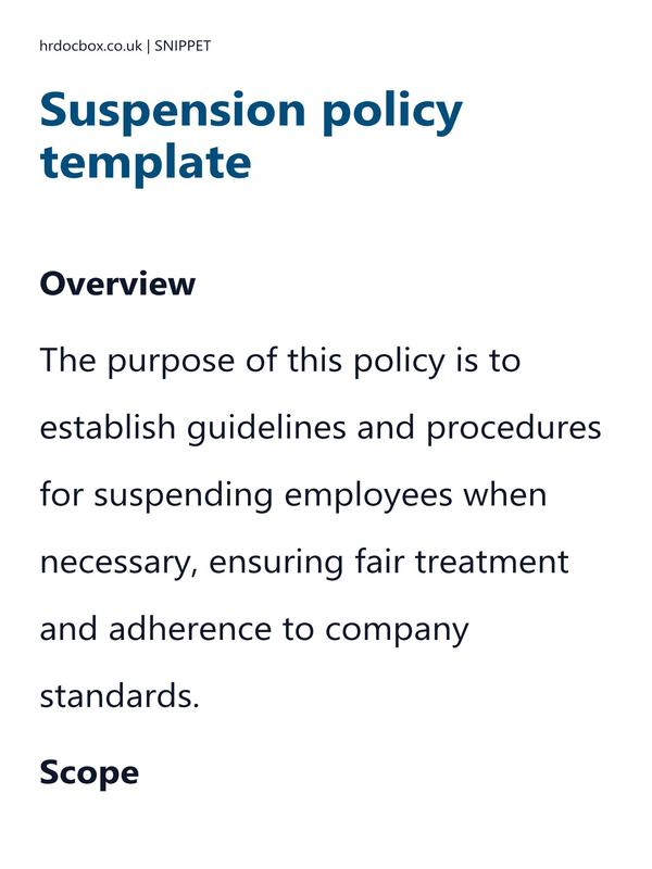 Preview snippet of Suspension policy template content