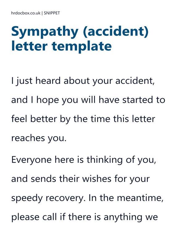 Preview snippet of sympathy (accident) letter template content