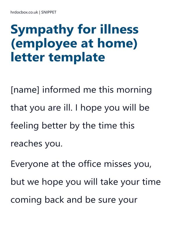 Preview snippet of sympathy for illness (employee at home) letter template content