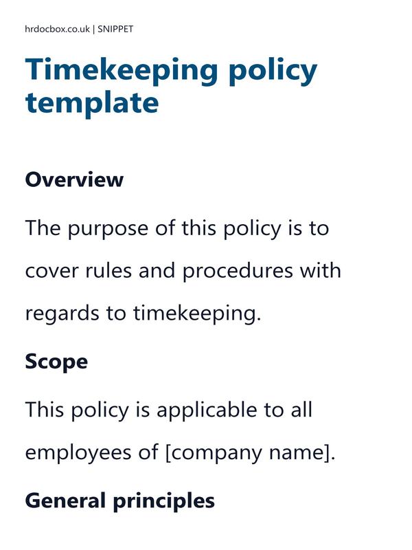 Preview snippet of timekeeping policy template content