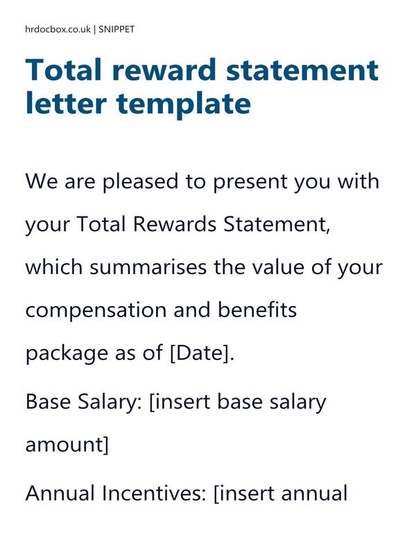 Preview snippet of Total reward statement letter template content