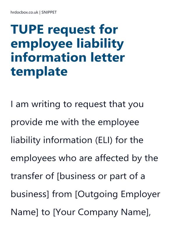 Preview snippet of TUPE request for employee liability information letter template content