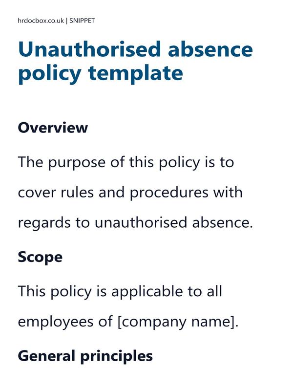 Preview snippet of unauthorised absence policy template content