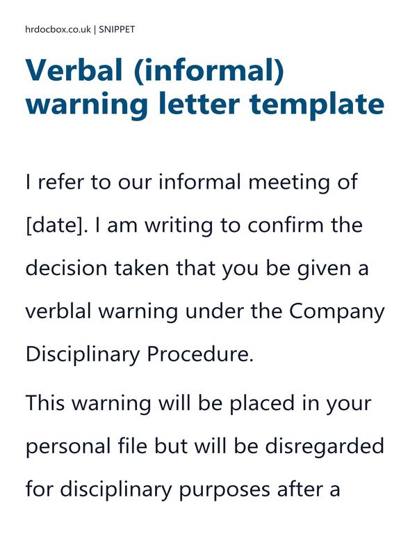 Verbal (informal) warning letter template preview