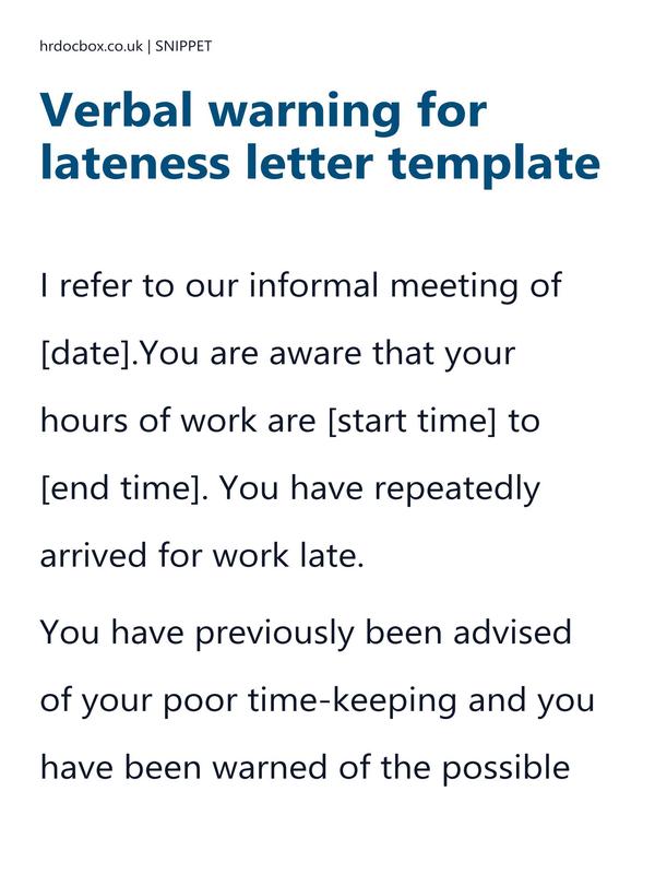 Verbal warning for lateness letter template preview