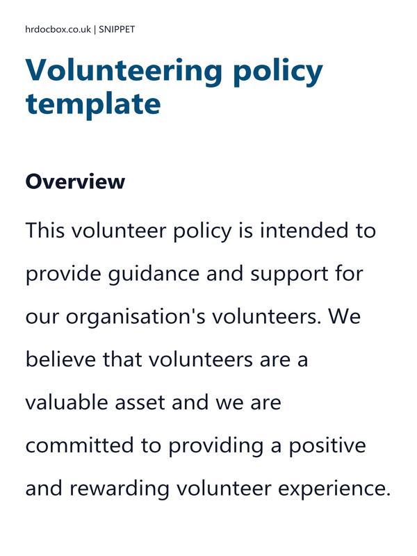 Preview snippet of Volunteering policy template content